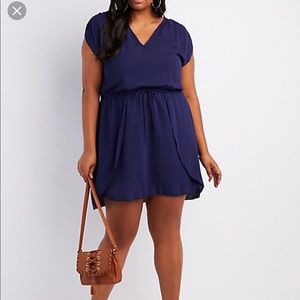 Navy Blue Drawstring tulip dress